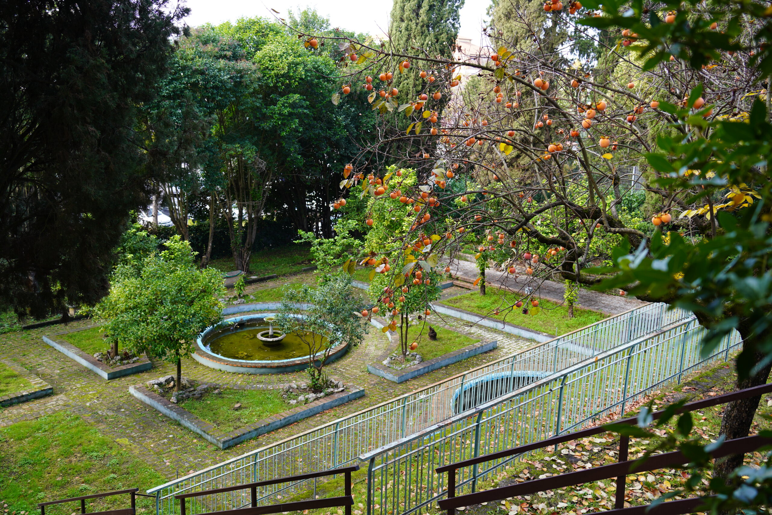 Rome City Prep Academy campus gardens and fountain