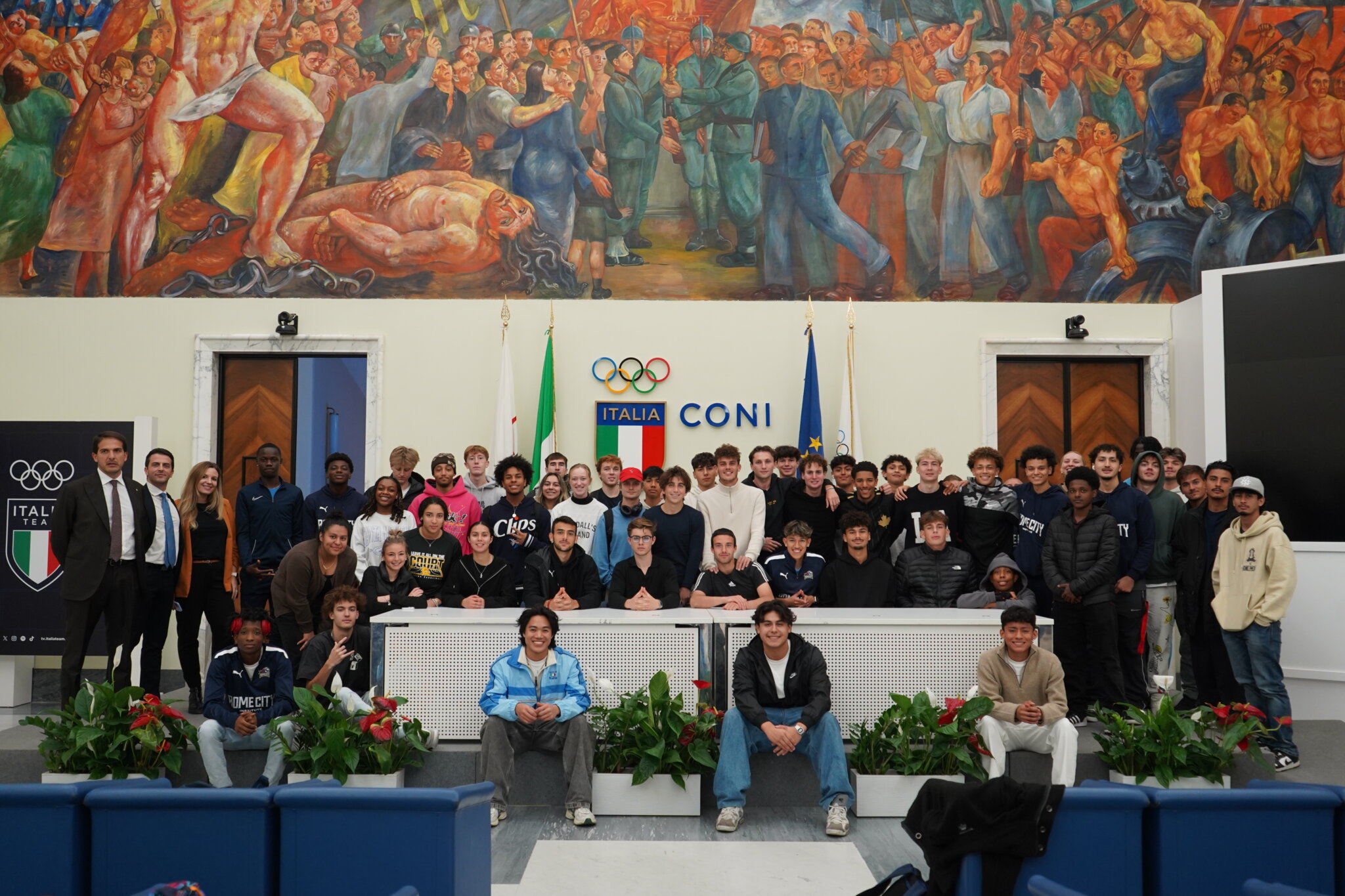 Rome City Institute students visiting the Italian Olympic Committee (CONI) headquarters
