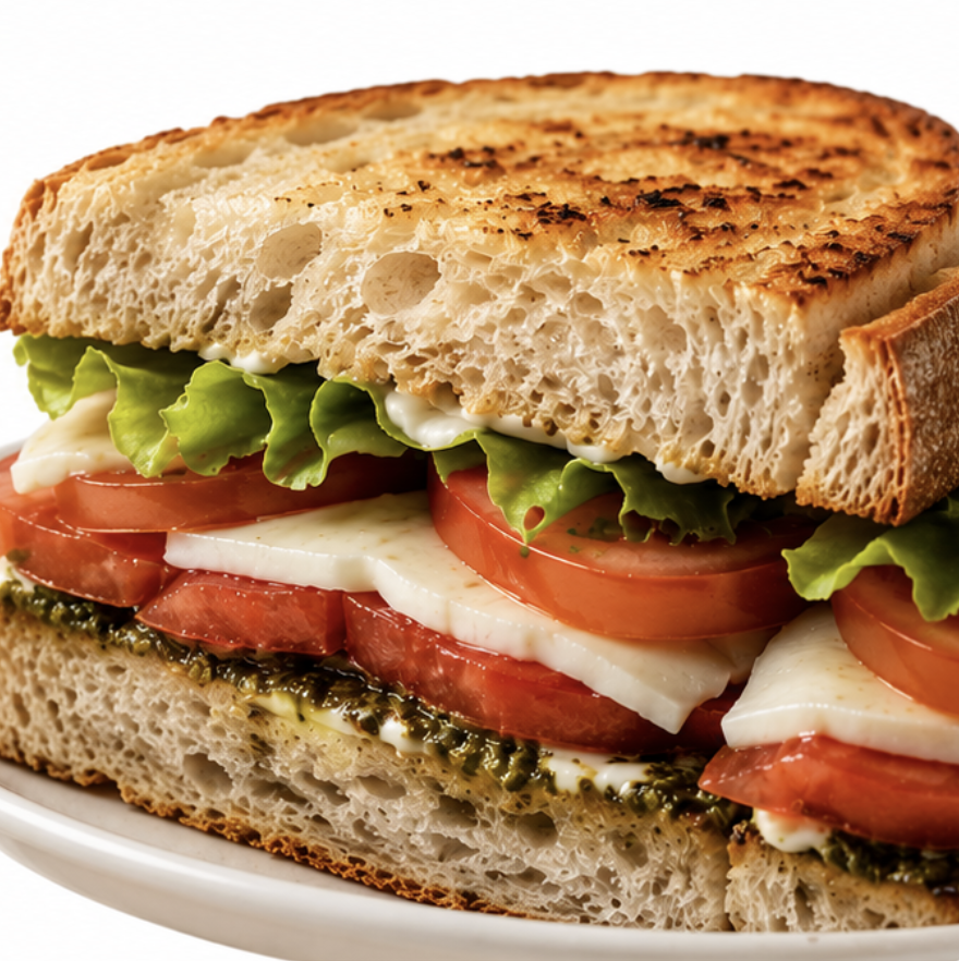 Caprese sandwich to go at The Lions Cafe