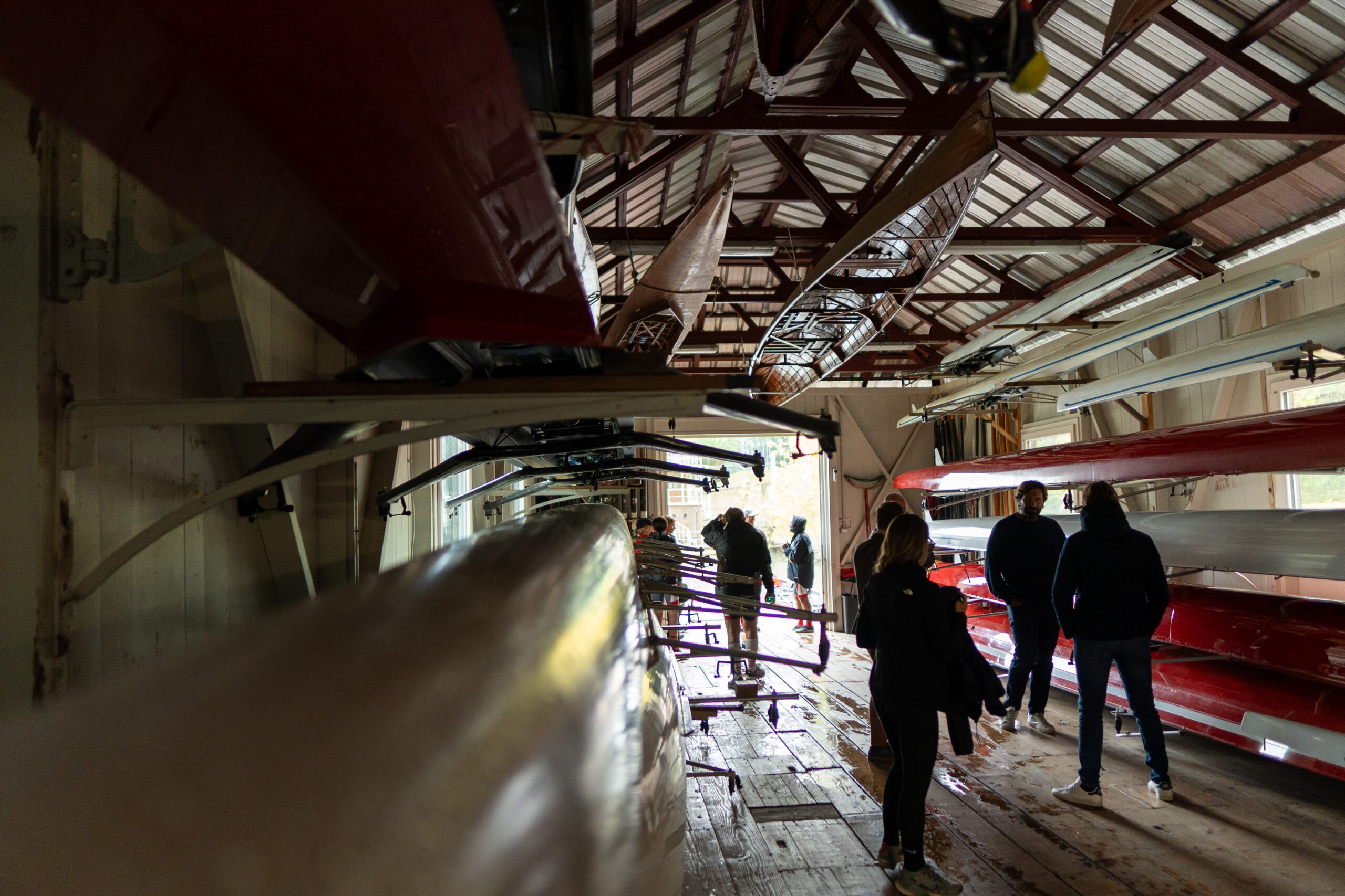 Rowing shells at Circolo Ondina on the Tiber River