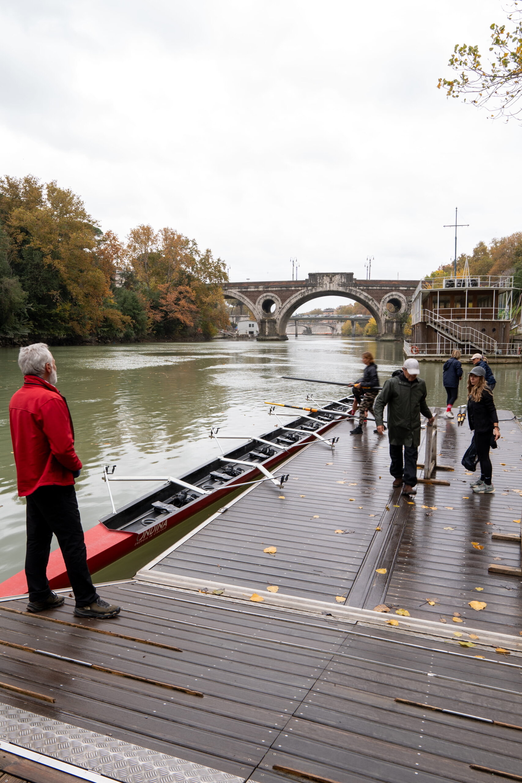 Rowing boats on the Tiber River at Circolo Ondina