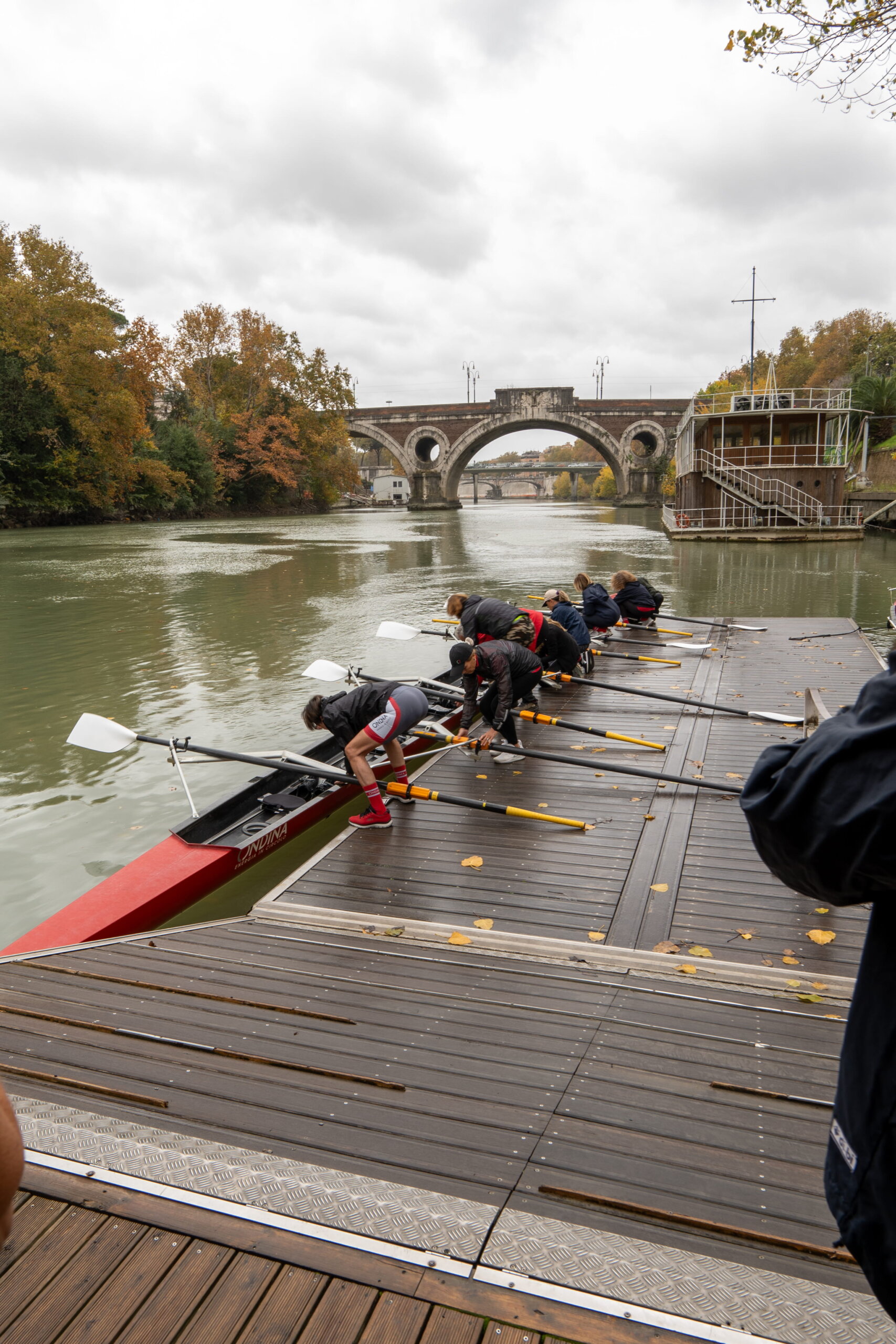 Rome City Institute rowing shells at Circolo Ondina